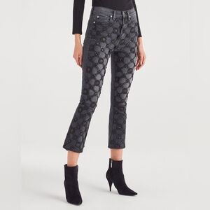 For All Mankind - Black Wash Floral & Sequin Applique High Waist Jeans 32